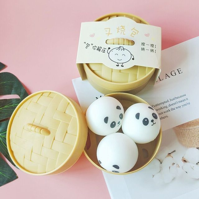 Panda Bao Bun Squishies in Steamer