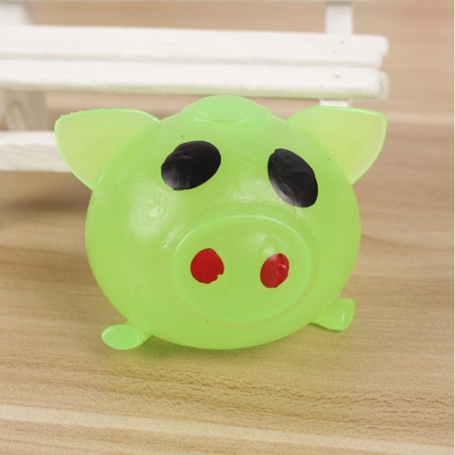 Glow Green Splat Pig Squeeze Ball