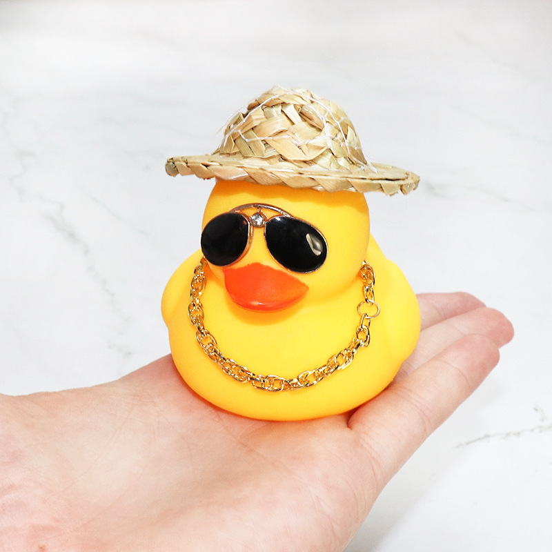 Straw Hat Yellow Duck Car Dashboard Toy