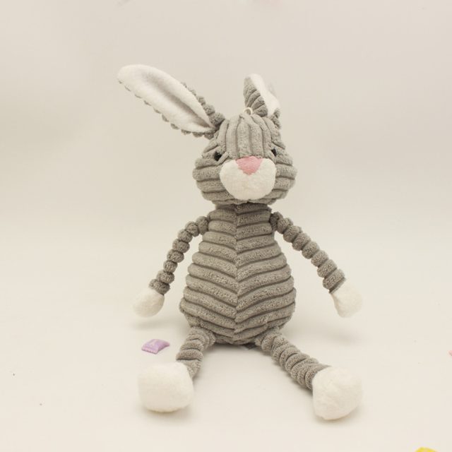 Ribbed Corduroy Grey Bunny Plush
