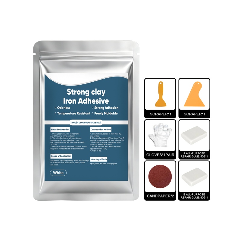 Two-Part Epoxy Repair Clay Kit with Scrapers & Sandpaper