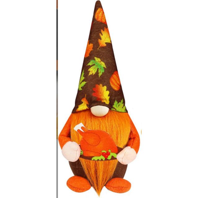 Thanksgiving Gnome Plush Holding Roast Turkey