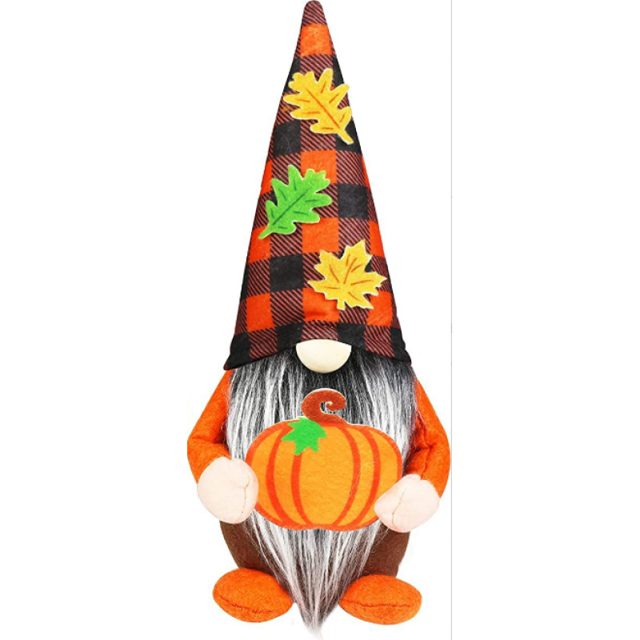 Thanksgiving Gnome Plush Holding Pumpkin