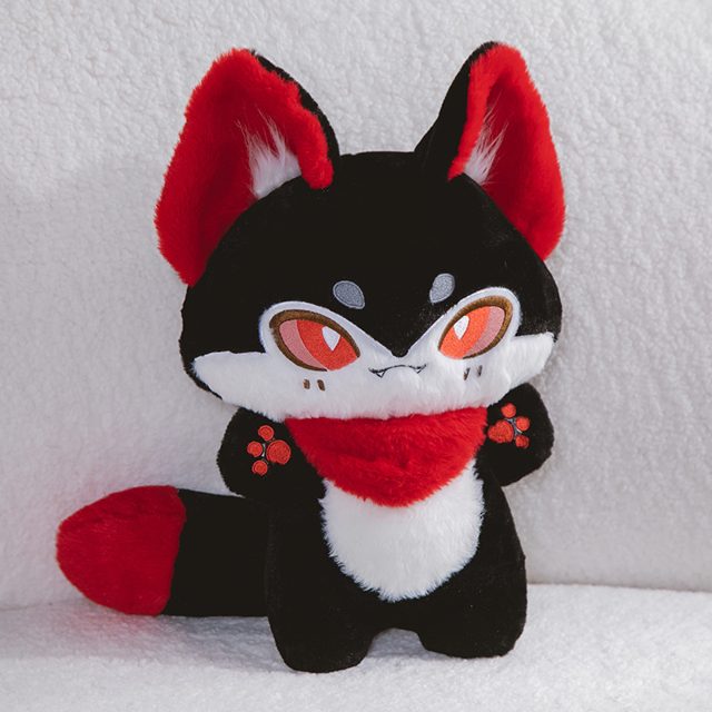 Edgy Black & Red Fox-Cat Plush