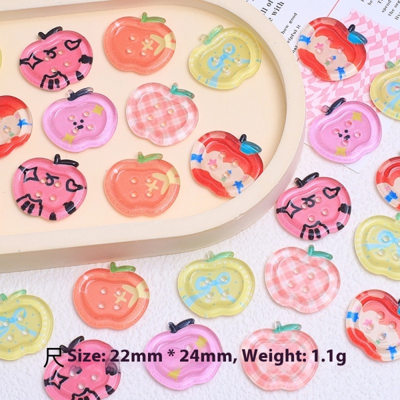 Cute Apple Face Resin Flatback Buttons