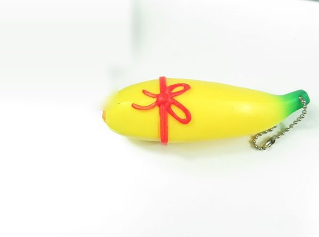 Banana Squeeze Keychain with Red Bow