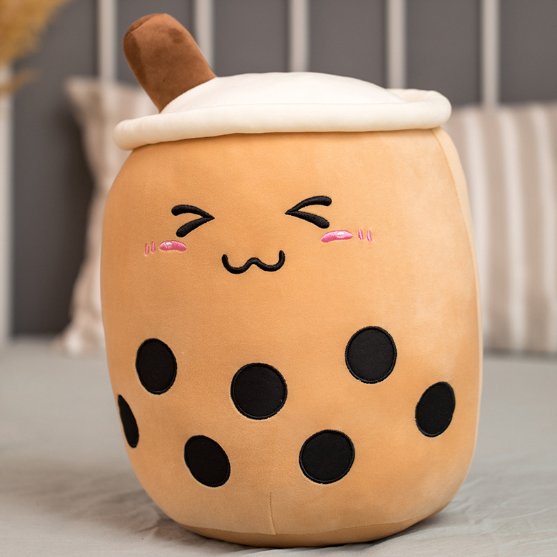 Boba Milk Tea Plush with Blushing Face