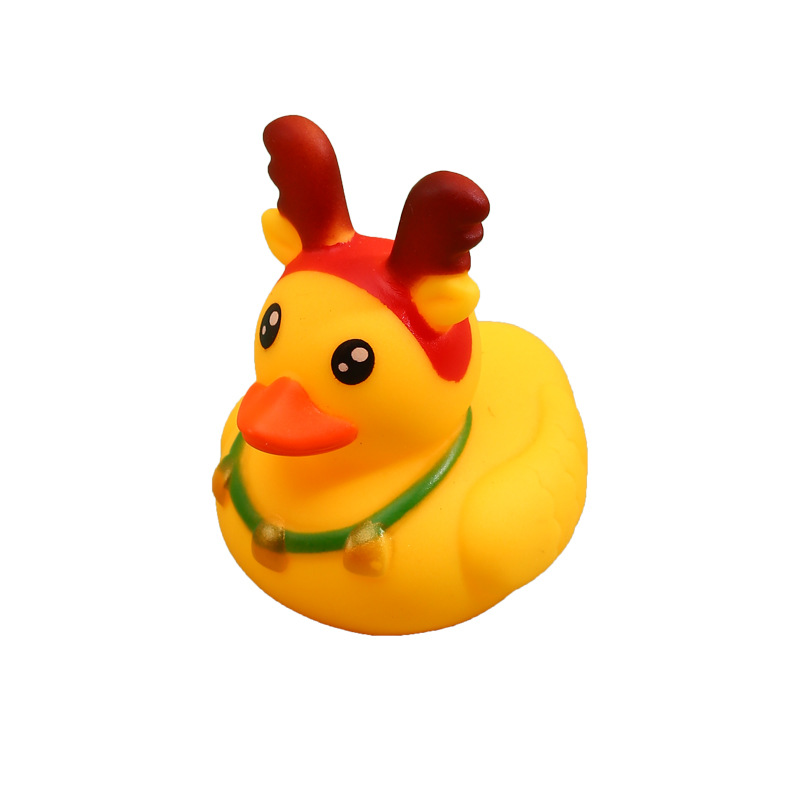Christmas Antler Yellow Duck Figure