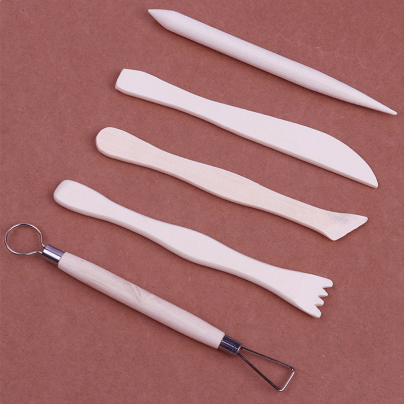 Wooden Clay Sculpting Tool Set, 5-Piece