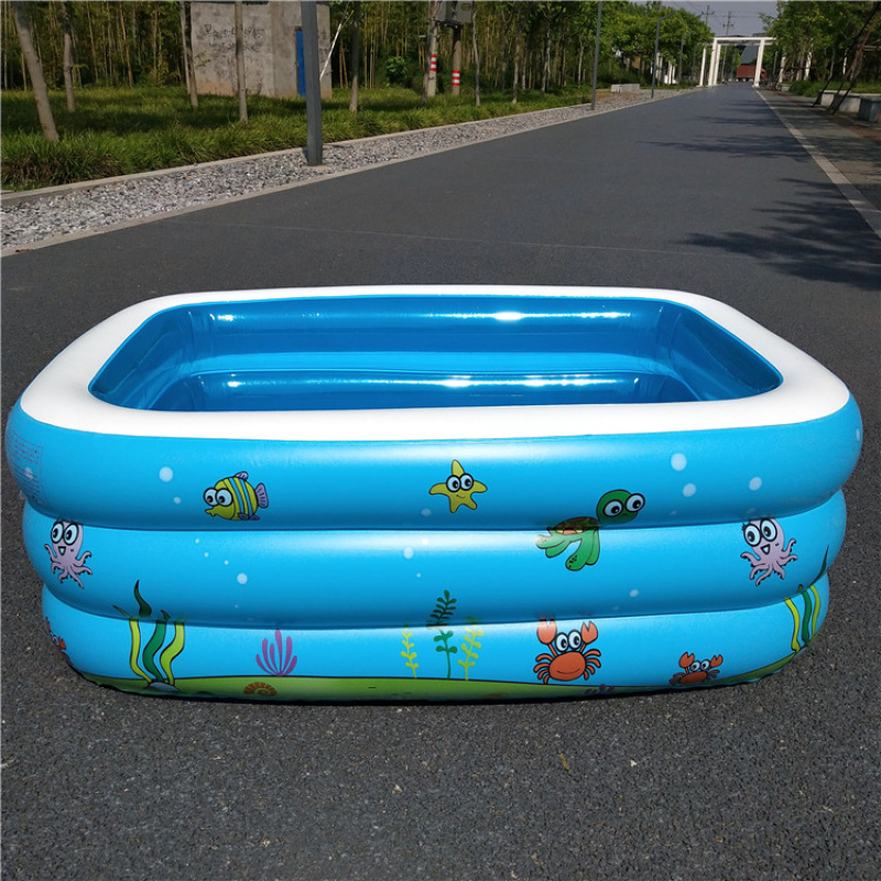 Rectangular Ocean-Print Inflatable Kiddie Pool โ photo 2